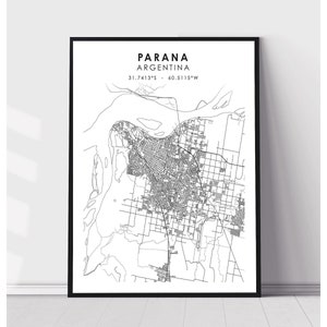 Parana Map Print | Parana Argentina Map Print | Parana Argentina Map Decor Canvas Print