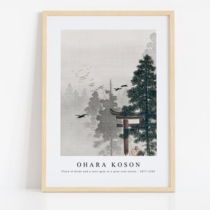Ohara Koson Print Download Digital File - Flock of birds and a torii gate  1877-1945 Wall Art, Frame TV Art Prints, Wall Decor, Download