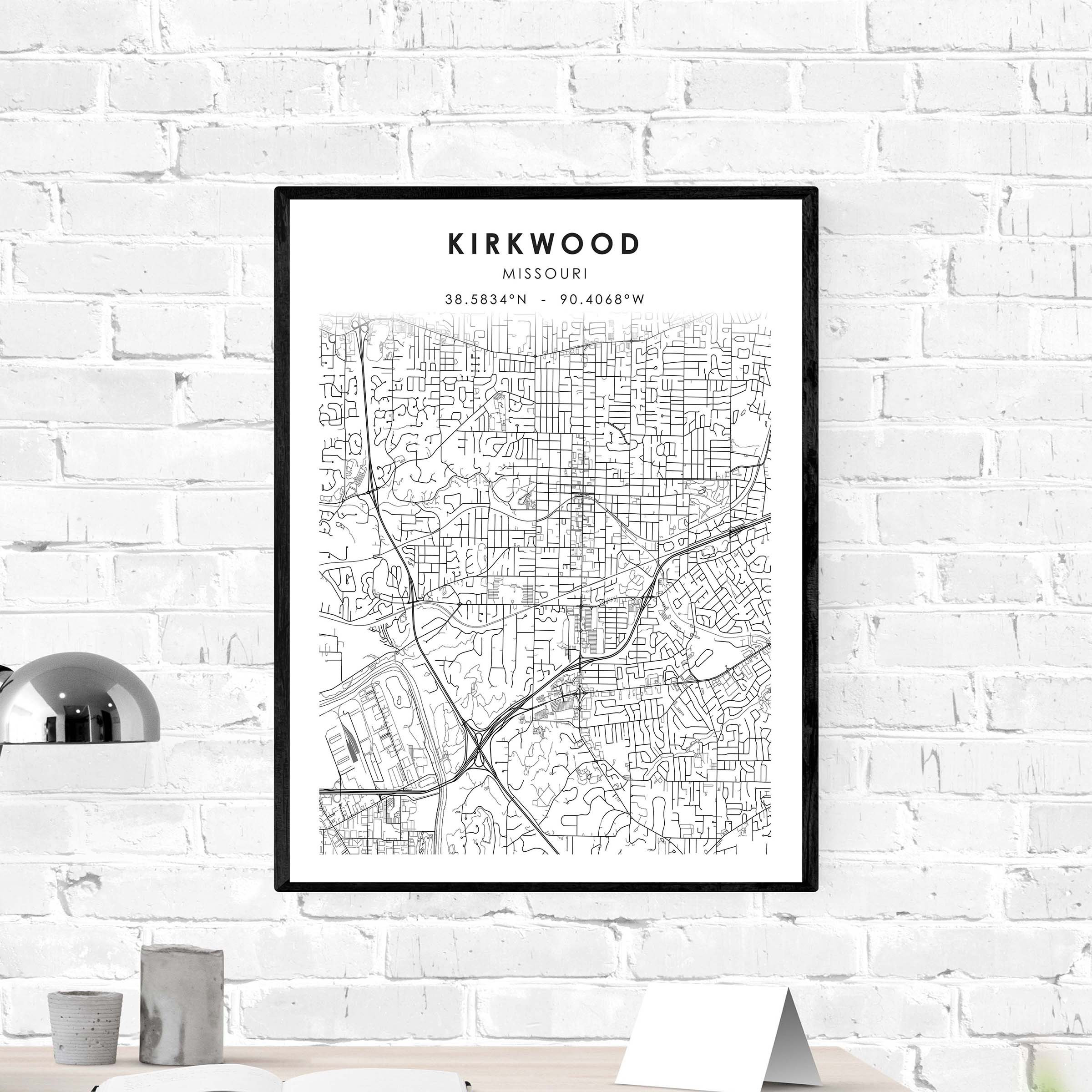 Kirkwood Map Print Missouri Map Art Poster Kirkwood City Etsy