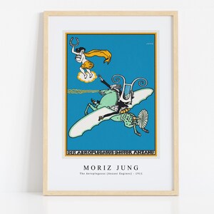 Moriz Jung Print Download Digital File - The Aeroplegasus (Anzani Engines)  (1911) Wall Art, Frame TV Art Prints, Wall Decor, Download