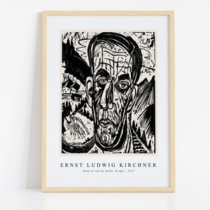 Ernst Ludwig Kirchner Print Download Digital File, Ernst Ludwig Kirchner - Head of van de Velde, Bright 1917 Wall Art, FrameTV Art Download