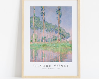 Claude Monet Print Download Digital File, Claude Monet Poplars, Pink Effect 1891 Wall Art,Frame TV Art Prints, Monet Download Print