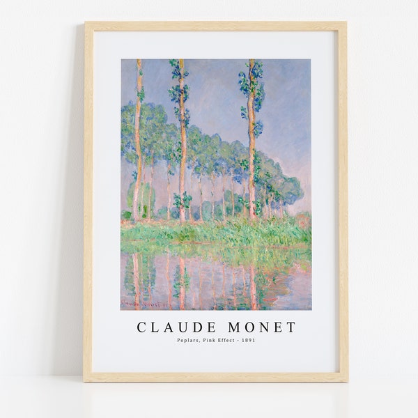 Claude Monet Print Download Digital File, Claude Monet Poplars, Pink Effect 1891 Wall Art,Frame TV Art Prints, Monet Download Print