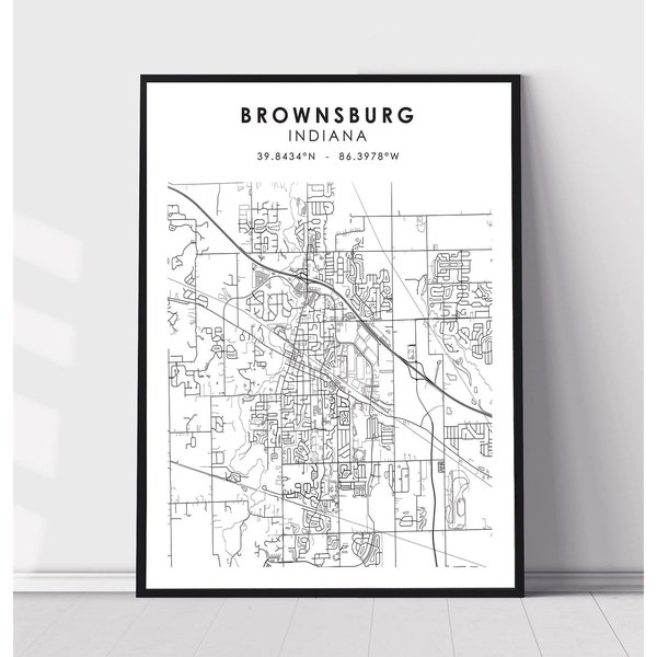 Brownsburg Map Print | Brownsburg Indiana Map Print | Brownsburg Indiana Map Decor Canvas Print