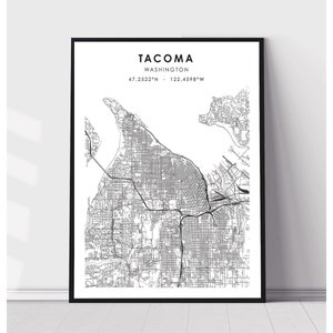 Tacoma Map Print | Tacoma Washington Map Print | Tacoma Washington Map Decor Canvas Print