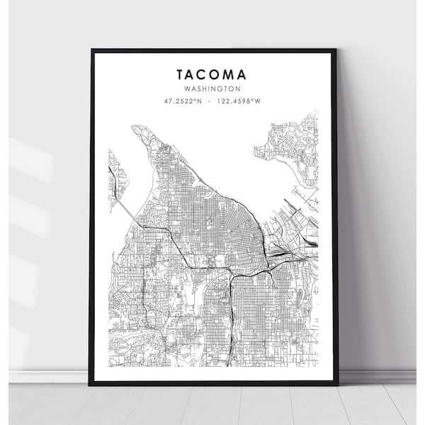 Tacoma Map Print | Tacoma Washington Map Print | Tacoma Washington Map Decor Canvas Print