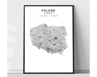 Poland Map Print | Poland Map Print | Poland Map Decor Canvas Print