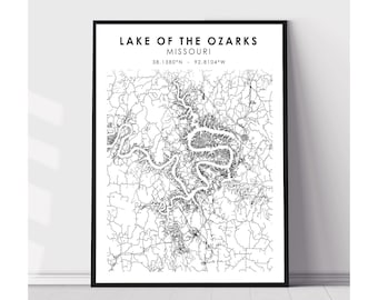 Lake of The Ozarks Map Print | Lake of The Ozarks Missouri Map Print | Lake of The Ozarks Missouri Map Decor Canvas Print
