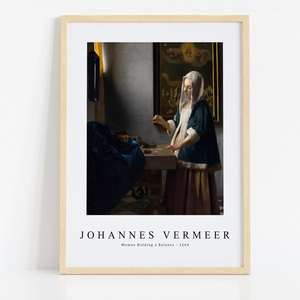 Johannes Vermeer Print Download Digital File, Johannes Vermeer - Woman Holding a Balance 1664 Wall Art, FrameTV Art Download
