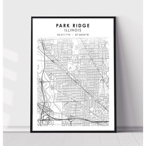 Carte park ridge Imprimer | Park Ridge Illinois Carte Imprimer | Park Ridge Illinois Carte Décor Canvas Print