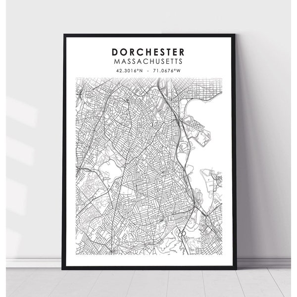 Dorchester Map Print | Dorchester Massachusetts Map Print | Dorchester Massachusetts Map Decor Canvas Print