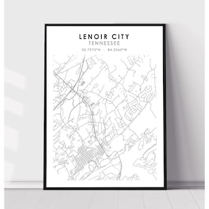Lenoir City Map Print | Lenoir City Tennessee Map Print | Lenoir City Tennessee Map Decor Canvas Print