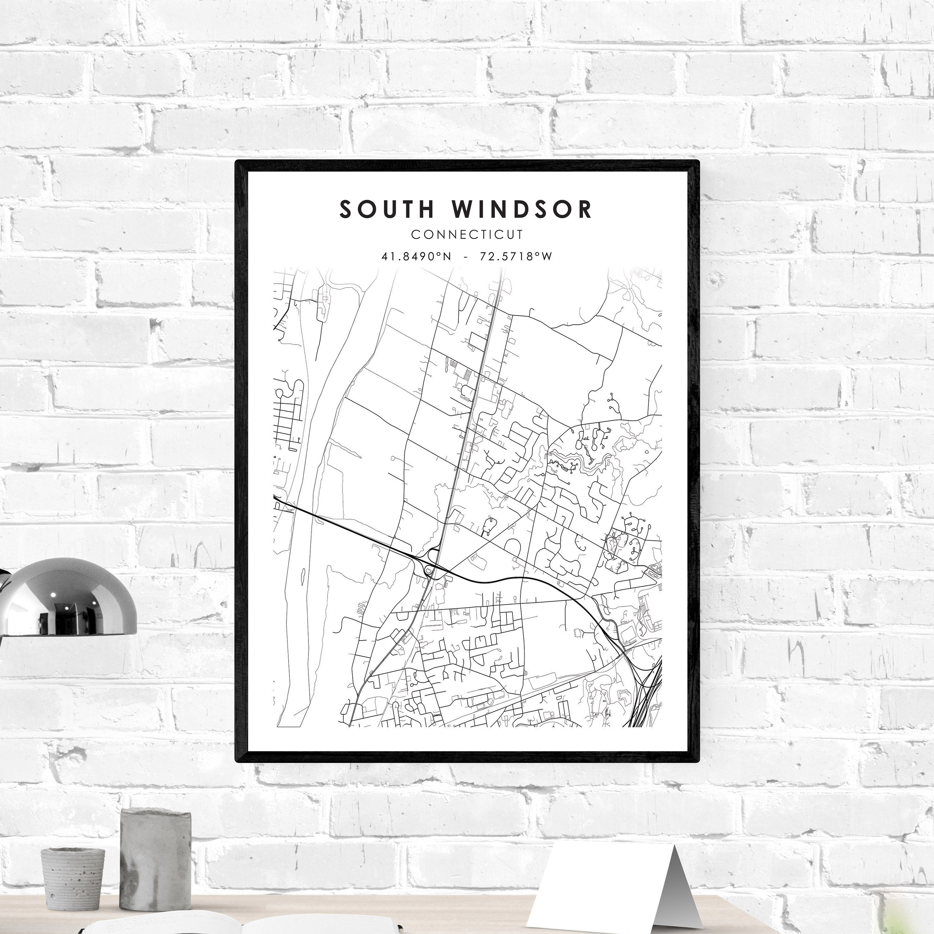 South Windsor Map Print Connecticut USA Map Art Poster | Etsy