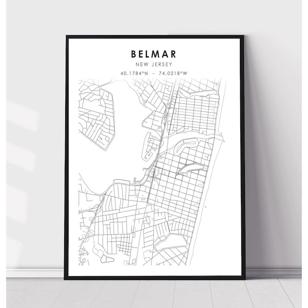 Belmar Nj Map Etsy
