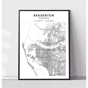 Bradenton Florida Map Print | Bradenton Florida Map Print | Bradenton Florida Map Decor Canvas Print