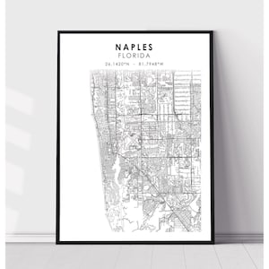Naples Map Print | Naples Florida Map Print | Naples Florida Map Decor Canvas Print