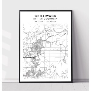 Chilliwack Map Print | Chilliwack British Columbia Map Print | Chilliwack British Columbia Map Decor Canvas Print