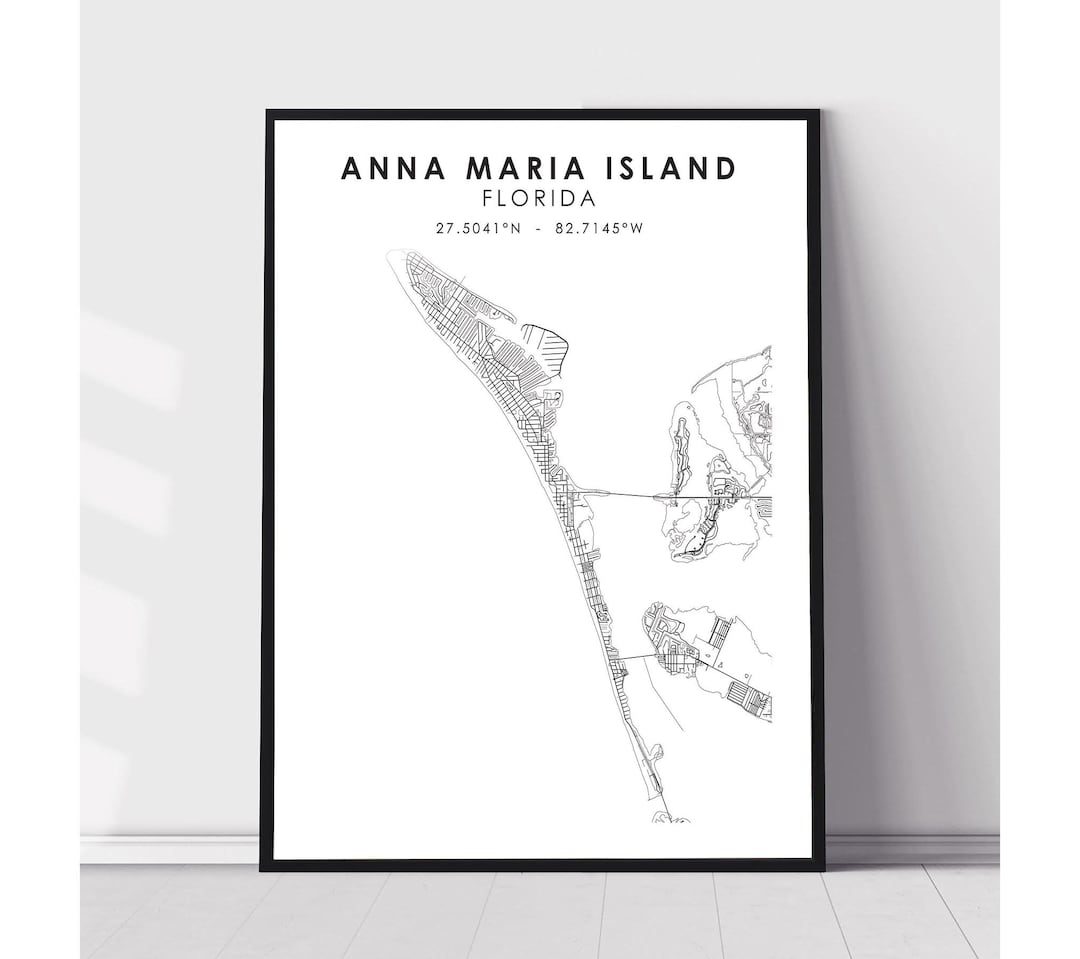 Anna Maria Island City Map Print Anna Maria Island Florida Map Print