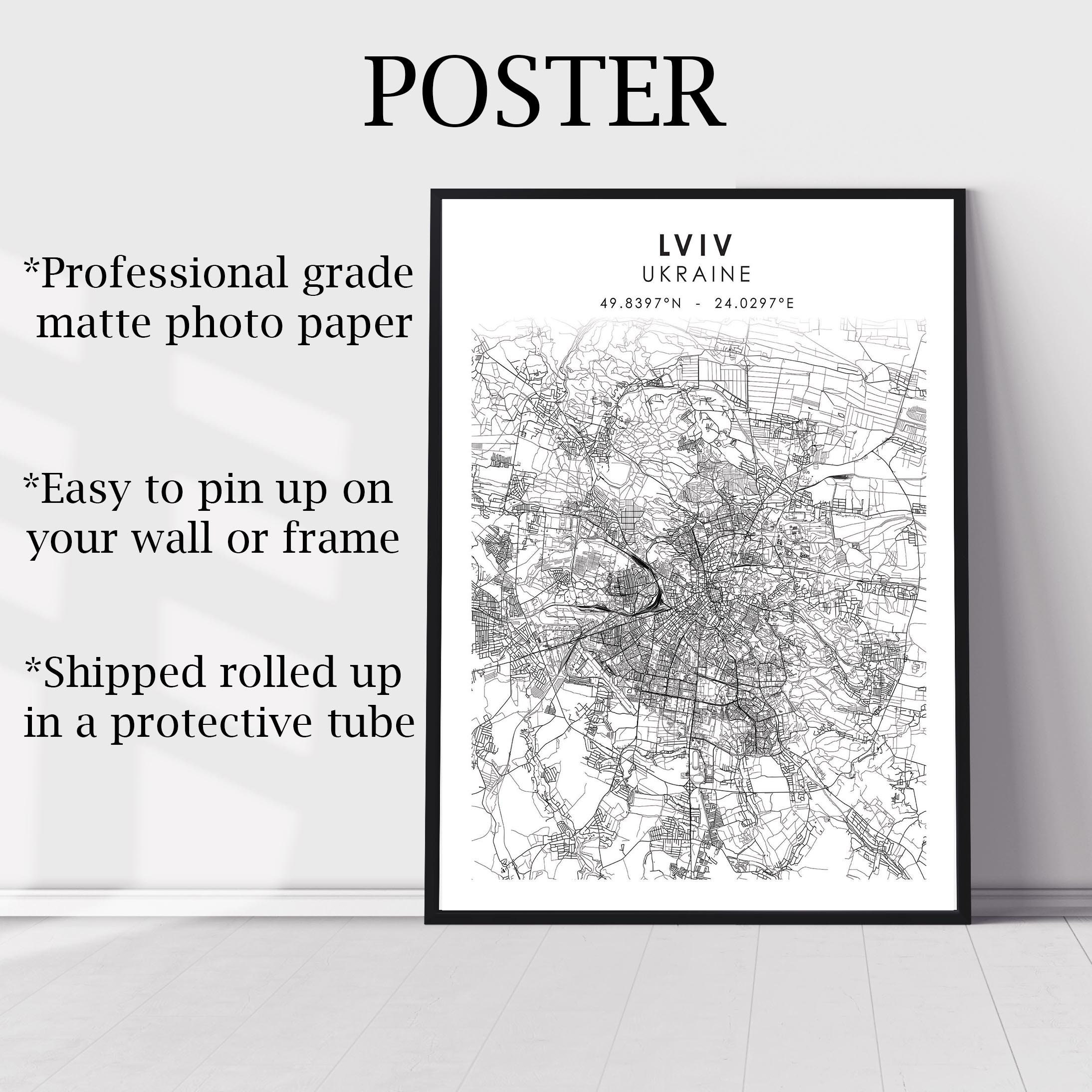 Lviv City Map Print Lviv Ukraine Map Print Lviv Ukraine - Etsy