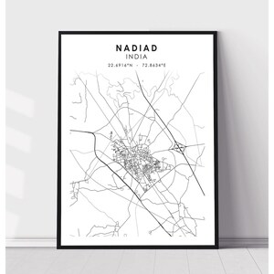Nadiad Map Print | Nadiad India Map Print | Nadiad India Map Decor Canvas Print