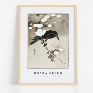 Ohara Koson Print Download Digital File - Crow with cherry blossom (1900 - 1930) Wall Art, Frame TV Art Prints, Wall Decor, Download