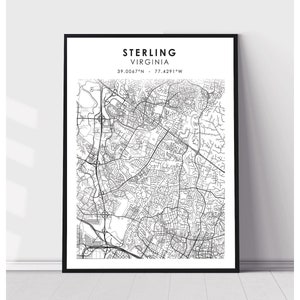 Sterling City Map Print | Sterling Virginia Map Print | Sterling Virginia Map Decor Canvas Print