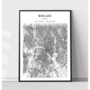 Dallas Map Print | Dallas Texas Map Print | Dallas Texas Map Decor Canvas Print