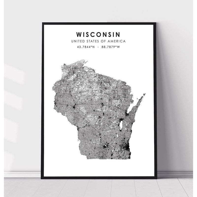 Wisconsin Map Art - Etsy