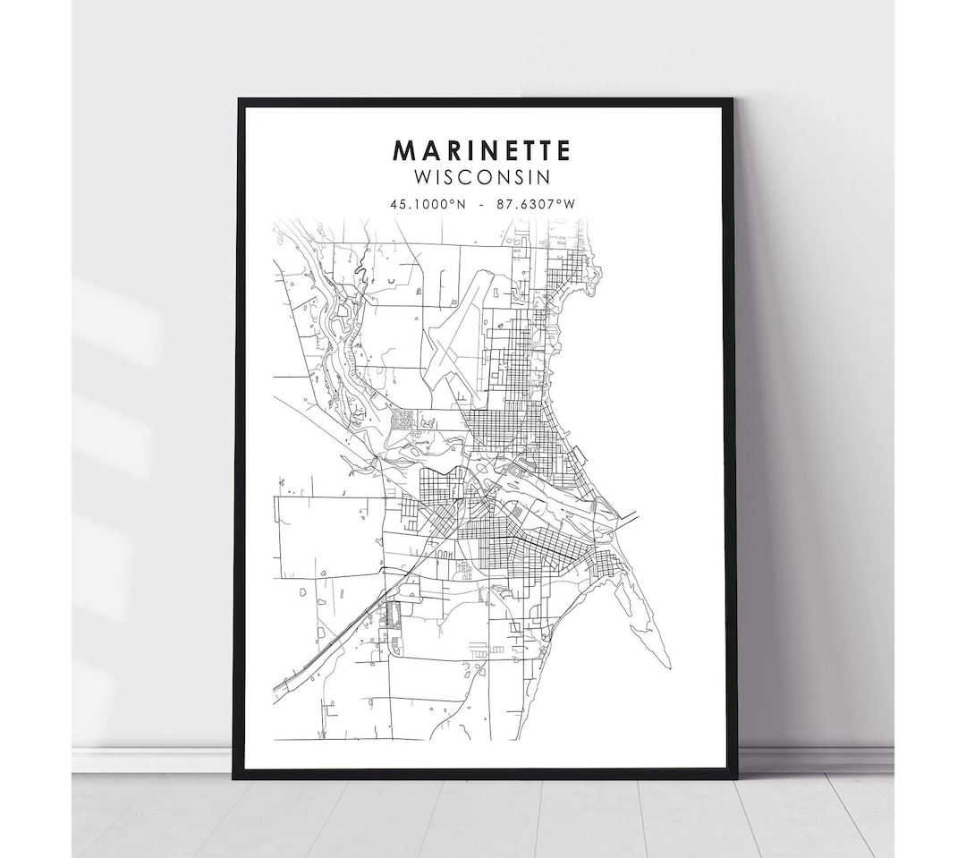 City Map Print Wisconsin Map Print Etsy