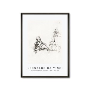 Leonardo Da Vinci Art Print | Leonardo Da Vinci Art Canvas | Studies for the Christ Child with a Lamb | Leonardo Da Vinci Wall Art Decor