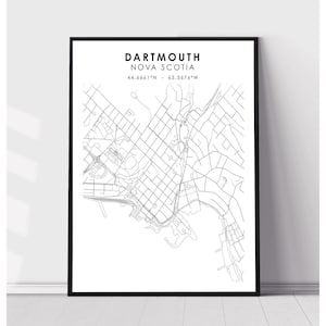 Dartmouth Map Print | Dartmouth Nova Scotia Map Print | Dartmouth Nova Scotia Map Decor Canvas Print
