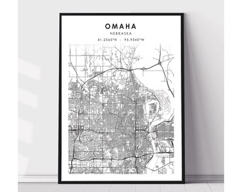 Omaha Map Print | Omaha Nebraska Map Print | Omaha Nebraska Map Decor Canvas Print