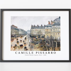 Camille Pissarro Art Print | Camille Pissarro-French Theater Square, Paris 1898 | Camille Pissarro Wall Art Decor