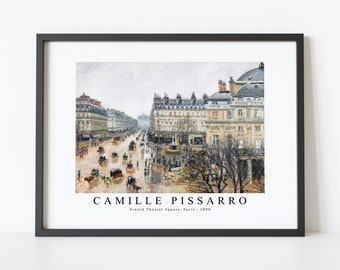 Camille Pissarro Art Print | Camille Pissarro-French Theater Square, Paris 1898 | Camille Pissarro Wall Art Decor