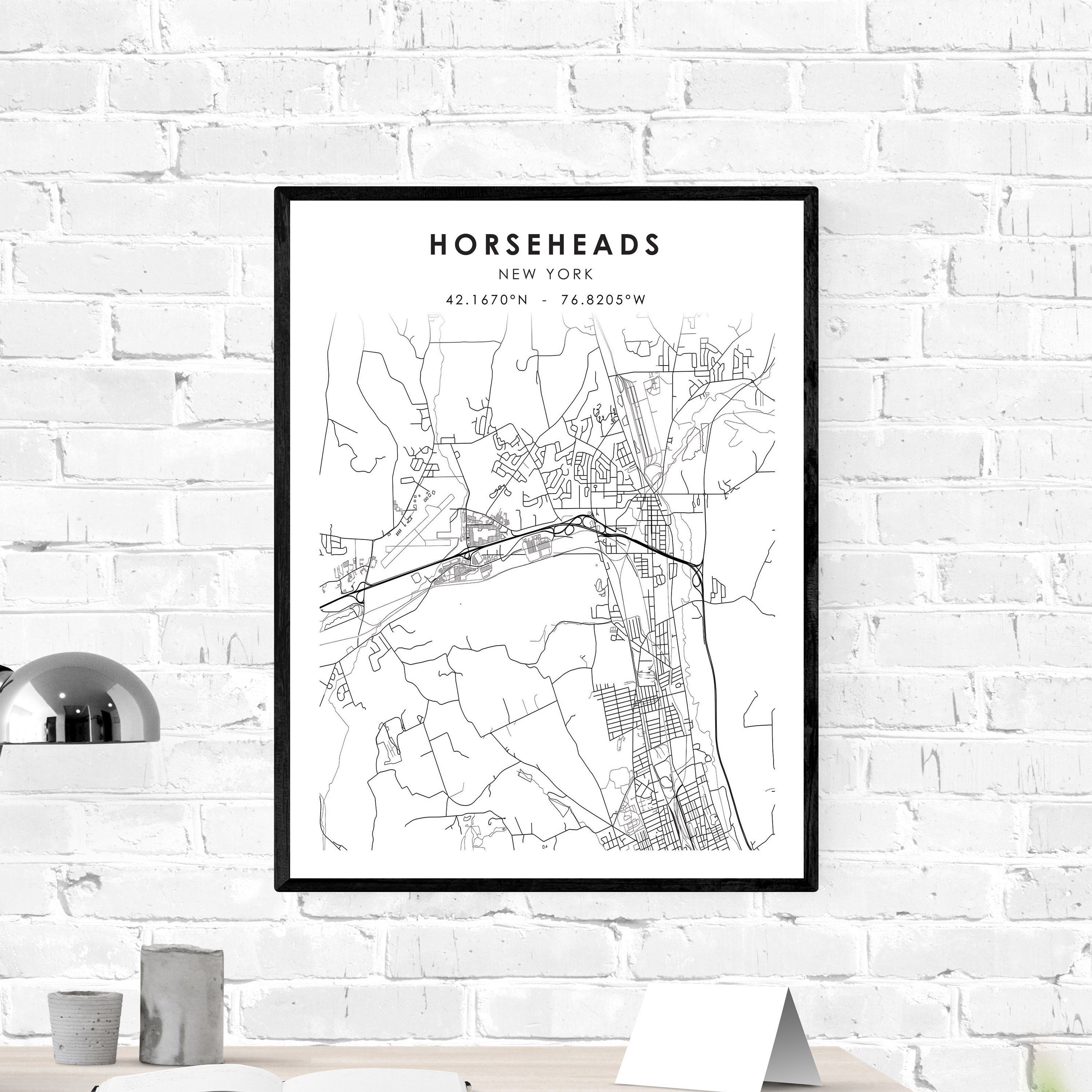 Horseheads Map Print New York USA Map Art Poster Etsy