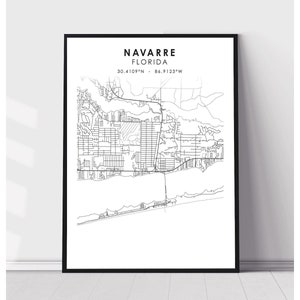Carte de Navarre Imprimer | Navarre Floride Carte Imprimer | Navarre Florida Carte Décor Canvas Print