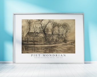 Piet Mondrian Print Download Digital File, Piet Mondrian - Farm Near Duivendrecht, The Sea 1905-1914 Wall Art, FrameTV Art Download