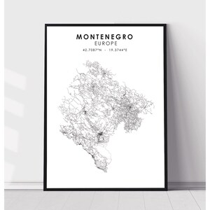 Montenegro Map Print | Montenegro Map Print | Montenegro Map Decor Canvas Print