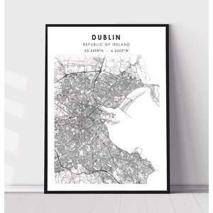 Dublin City Map Print | Dublin Ireland Map Print | Dublin Ireland Map Decor Canvas Print