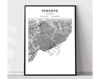 Toronto Map Print | Toronto Ontario Map Print | Toronto Ontario Map Decor Canvas Print