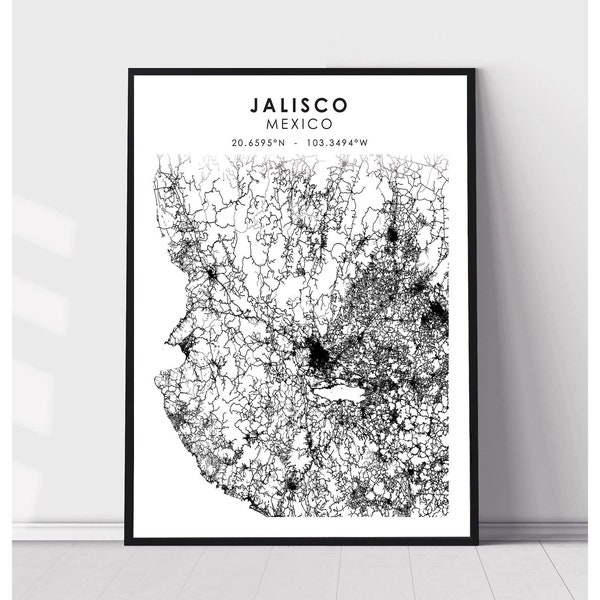 Jalisco Map Print | Jalisco Mexico Map Print | Jalisco Mexico Map Decor Canvas Print