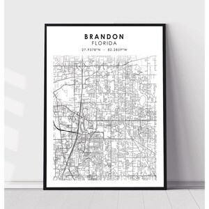 Brandon Map Print | Brandon Florida Map Print | Brandon Florida Map Decor Canvas Print