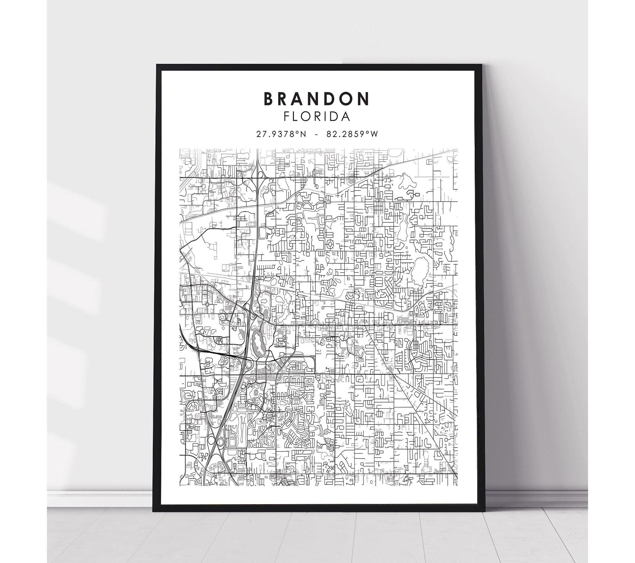 Brandon Map Print | Brandon Florida Map Print | Brandon Florida Map Decor  Canvas Print - Etsy, image size:2028x1800