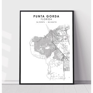 Punta Gorda Carte Imprimer | Punta Gorda Floride Carte Imprimer | Punta Gorda Floride Carte Décor Canvas Print