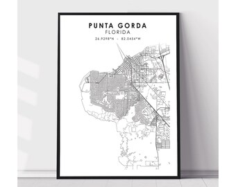 Punta Gorda Map Print | Punta Gorda Florida Map Print | Punta Gorda Florida Map Decor Canvas Print