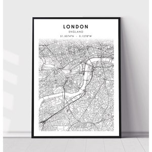London Map Print | London England Map Print | London England Map Decor Canvas Print
