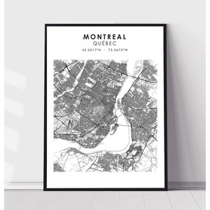 Montreal Map Print | Montreal Quebec Map Print | Montreal Quebec Map Decor Canvas Print
