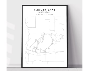 Klinger Lake Michigan Map This Item Is Unavailable | Etsy