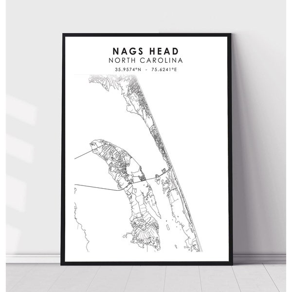 Nags Head Map Print | Nags Head North Carolina Map Print | Nags Head North Carolina Map Decor Canvas Print