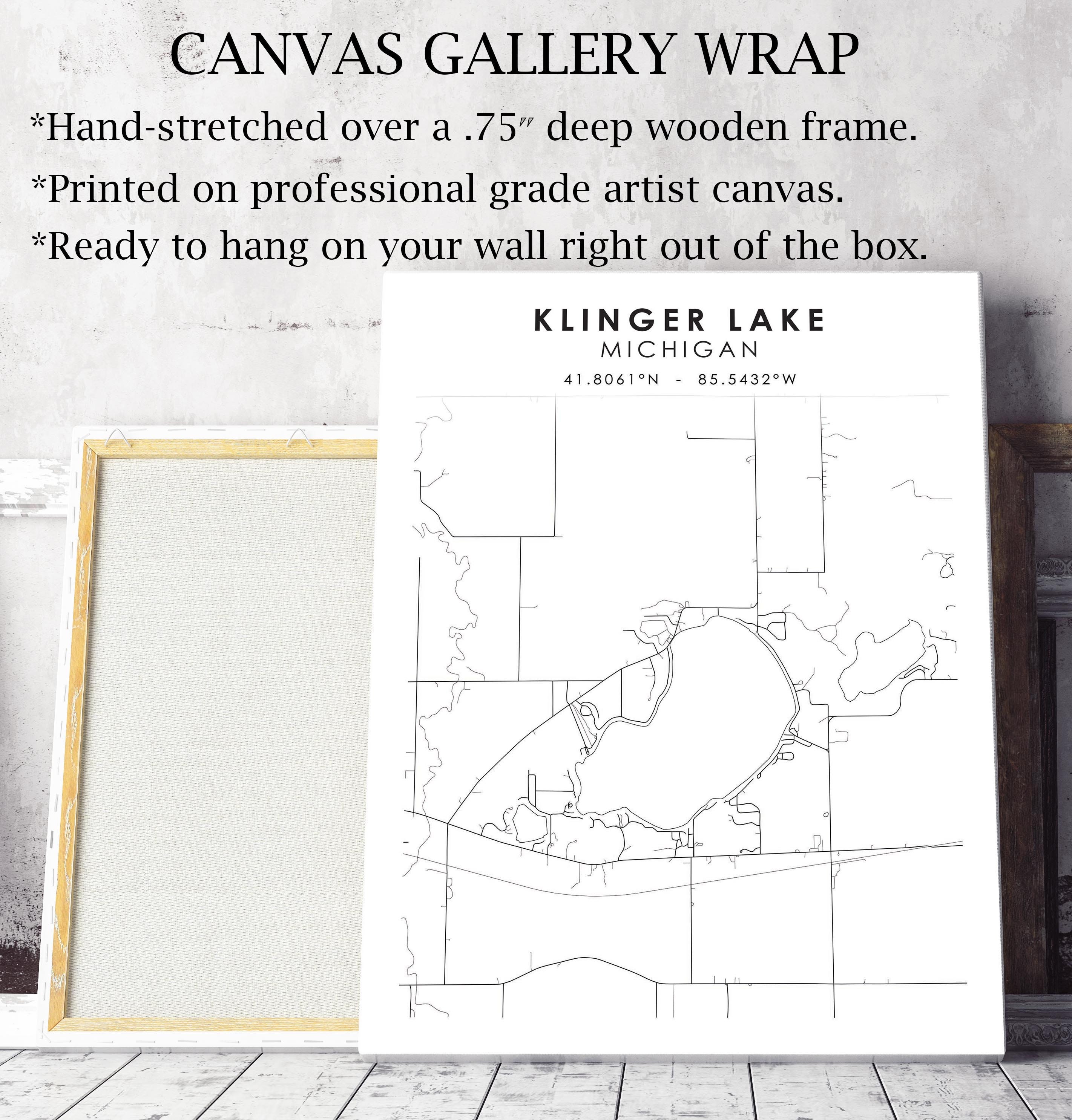 Klinger Lake Map Print Klinger Lake Michigan Map Print Etsy